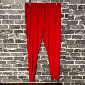 Zyia Active nylon joggers red pants gold zippers